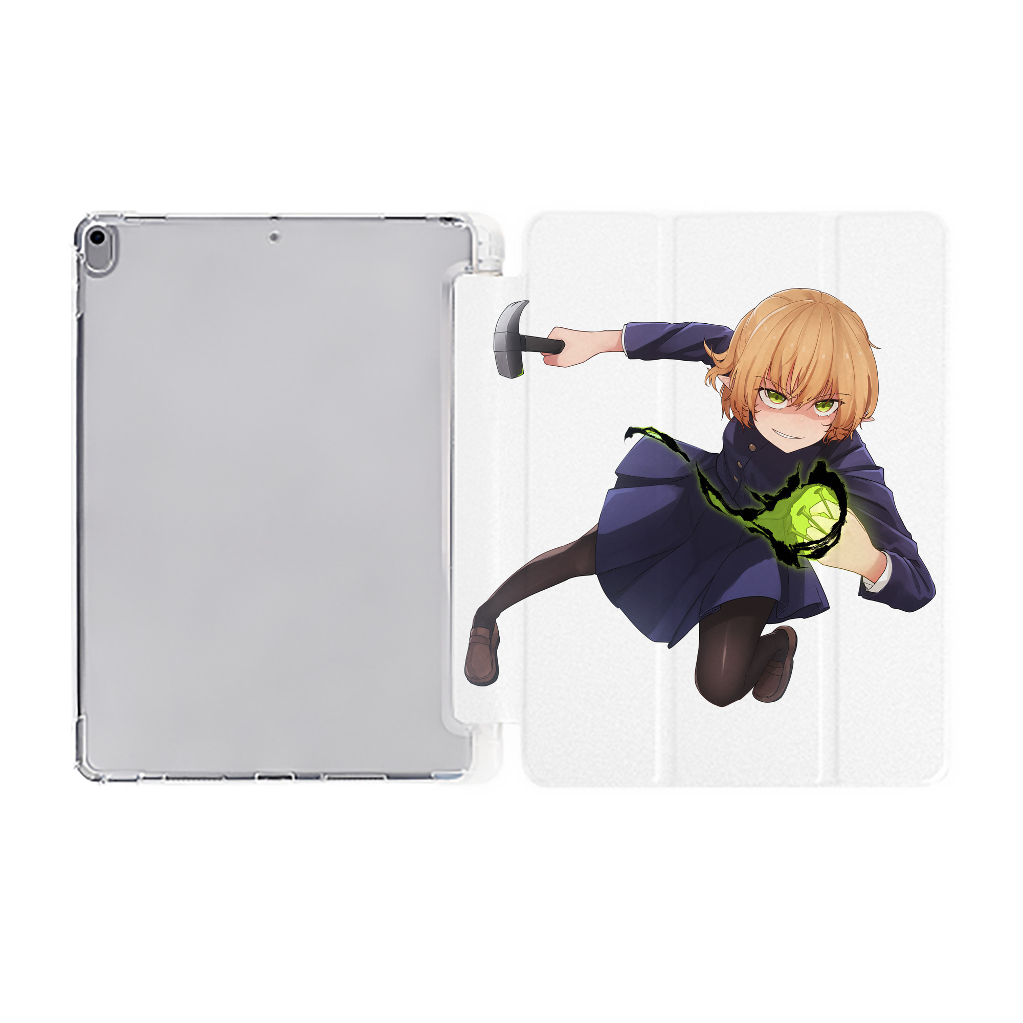 （画像用） 呪術廻戦 Jujutsu Kaisen IPad ケース ペン収納付き 三つ折りスタンド PUレザー×シリコン 対応機種9.5/10.5/10.9インチ